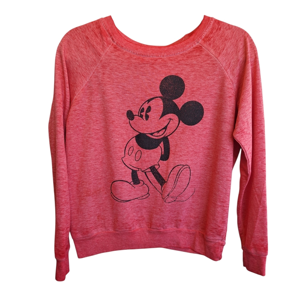 Disney Red Mickey Mouse Crew Neck T Shirt Size Small